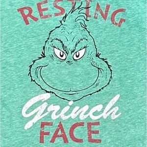 Womens/Juniors Resting Grinch Face burnout baseball tee New size medium